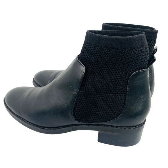 Zara Black Leather Low Heel Sock Style Chelsea Ankle Boots - Picture 3 of 11